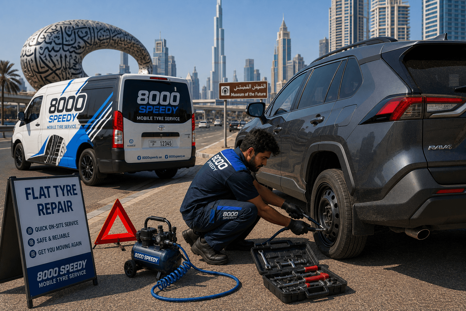 Flat Tyre Repair Dubai – Battery Store Comes to You 24/7
